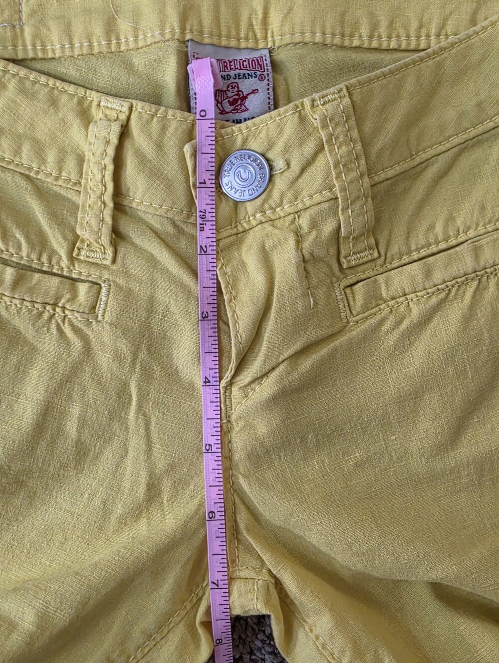 True Religion Yellow Flare Jeans Women's Size 26 Made in USA Classic Denim - Picture 9 of 11